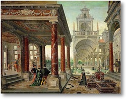 Картина Дворцовая архитектура с прогуливающимися