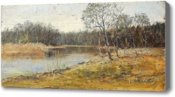 Картина Лес близ водоема