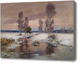 Картина Зимний пейзаж с потоком