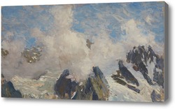 Картина Горы, снег и облака