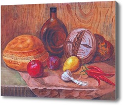 Купить картину натюрморт с хлебом и фруктами
