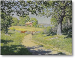 Картина На шоссе - ферма летом, зелень