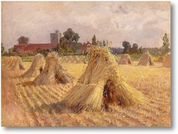 Картина Стоги пшеницы около церкви Брей