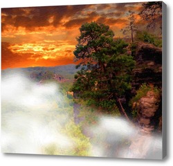 Картина закат в горах