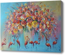 Картина Красный фламинго
