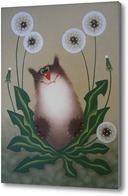 Картина кот в одуванчиках