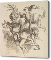 Купить картину Трое детей среди облаков возле пальмовых листьев