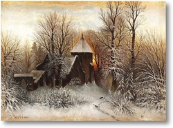 Купить картину Зимний пейзаж с церковью