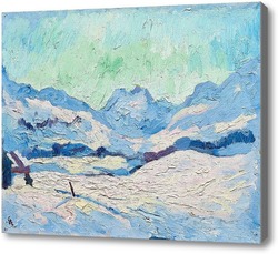 Картина Зимний пейзаж Малоя с видом на горы Форноталь