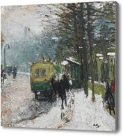 Картина Трамвай под снегом