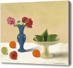 Картина Натюрморт с грушами и голубой вазой