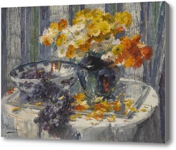 Картина Натюрморт с вазой и виноград в миске