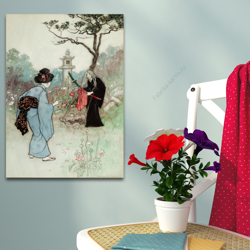 Картина Медсестра, Зеленая ива и другие книжные иллюстрации японских ска