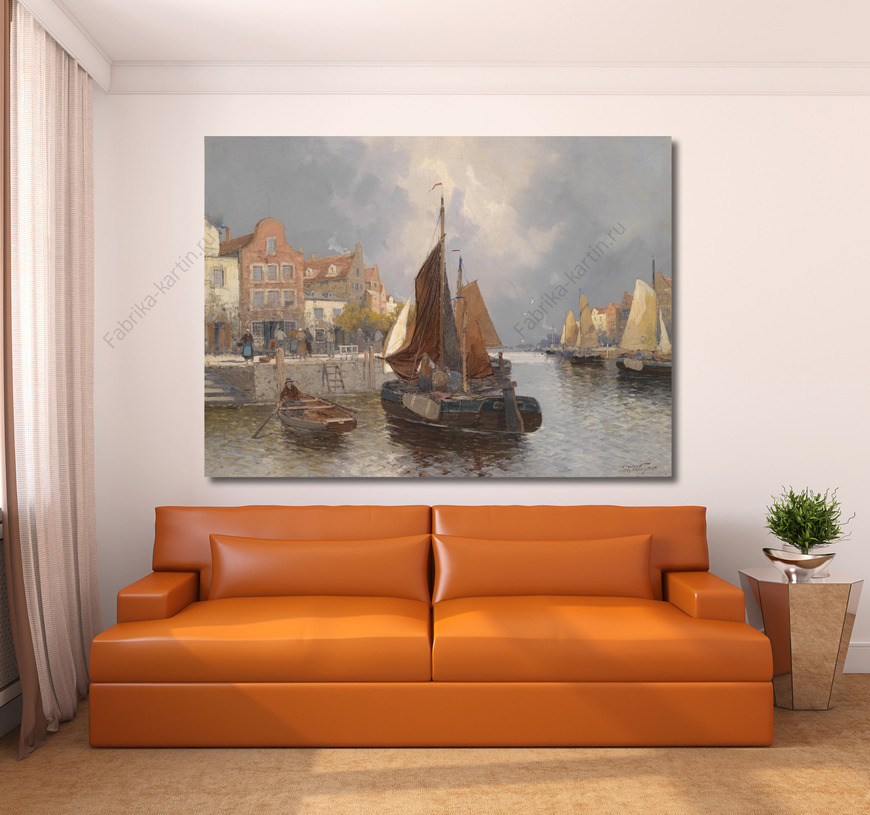 Картина Голландский вид на гавань