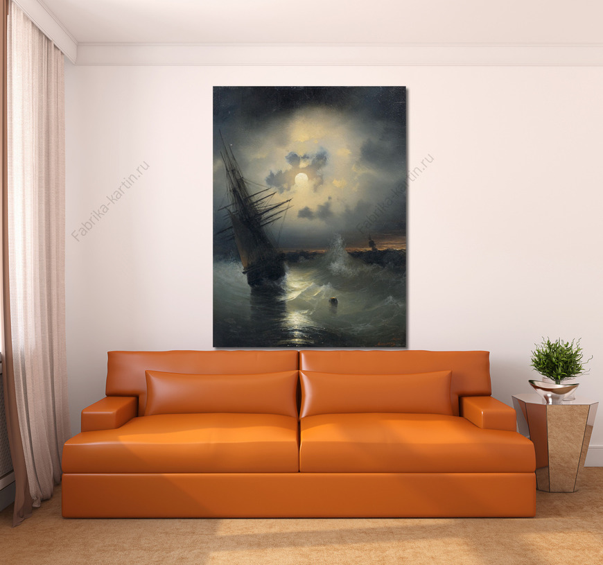 Картина Парусник в открытом море при лунном свете