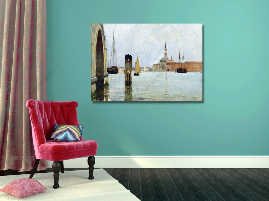 Картина Сан-Джорджо Маджоре и вид колокольни на Венецианской лагуне