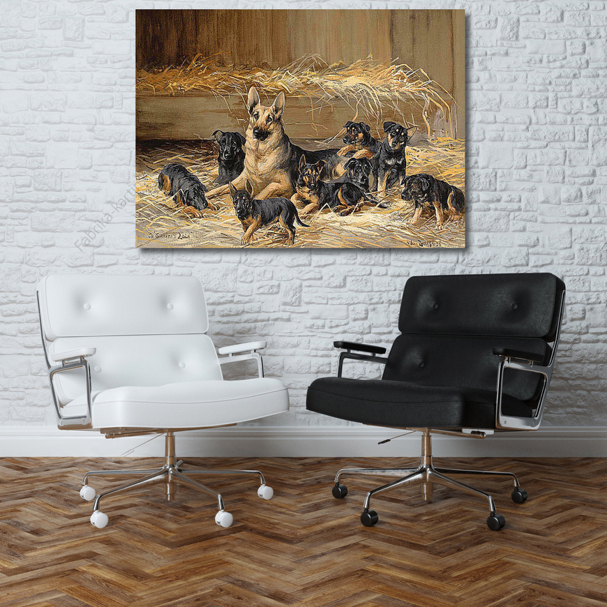 Картина Немецкая овчарка со щенками.Бинкс Рубен Вард