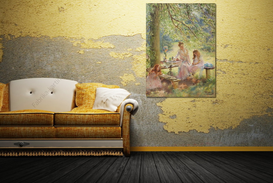 Картина Портрет жены художника и их дочек Ольги и Марины