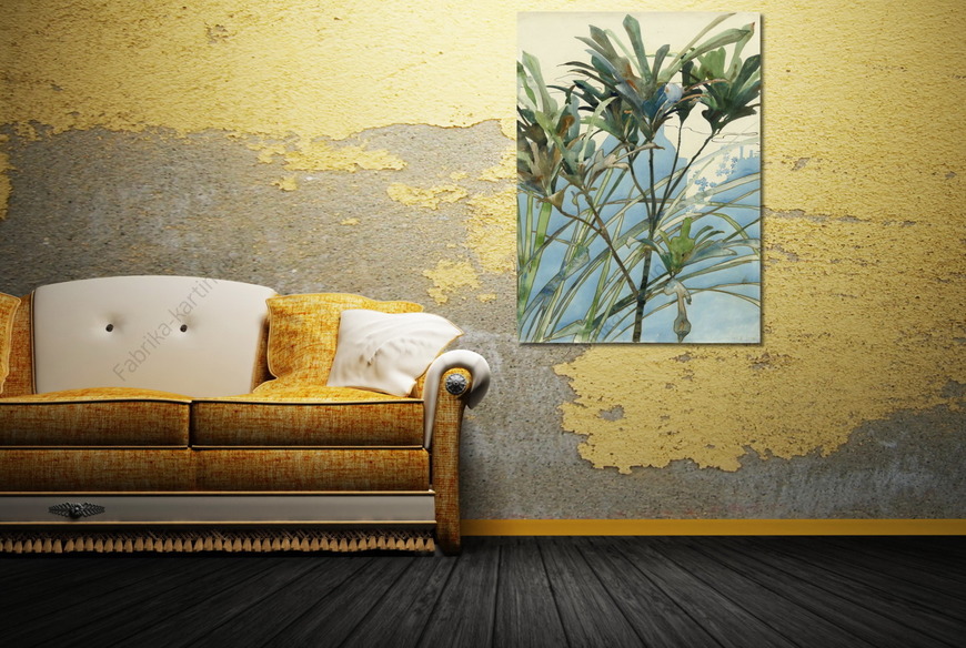 Картина Силуэт дома за листьями