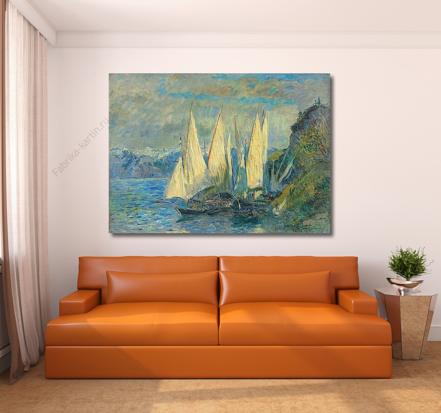 Картина Лодки с большими парусами на озере Леман.Верхняя Савойя.Лебур Альберт