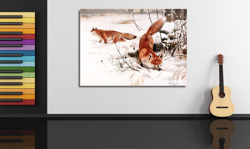 Картина лисы в снегу