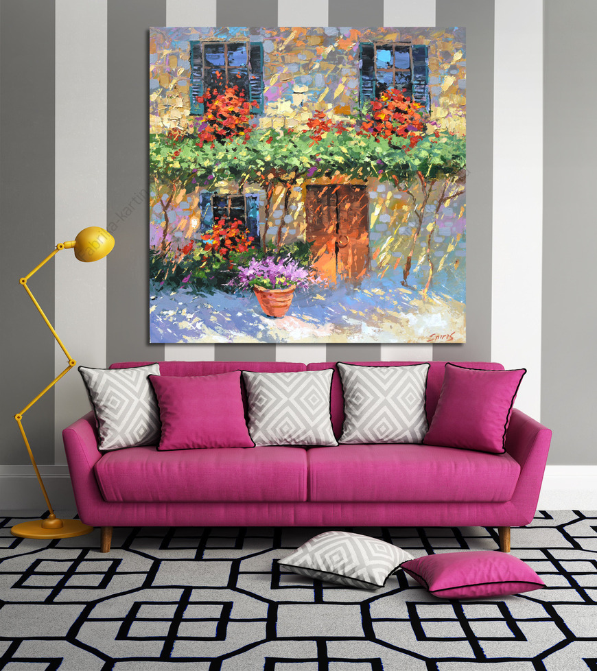 Картина Домик в цветах