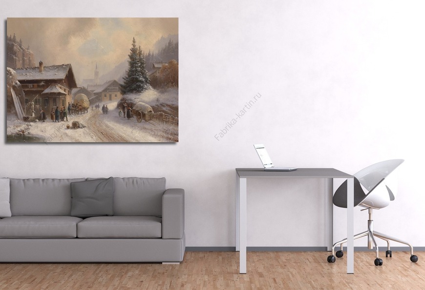 Картина Деревенская улица зимой
