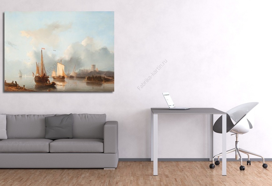 Картина Корабли на канале перед замком.