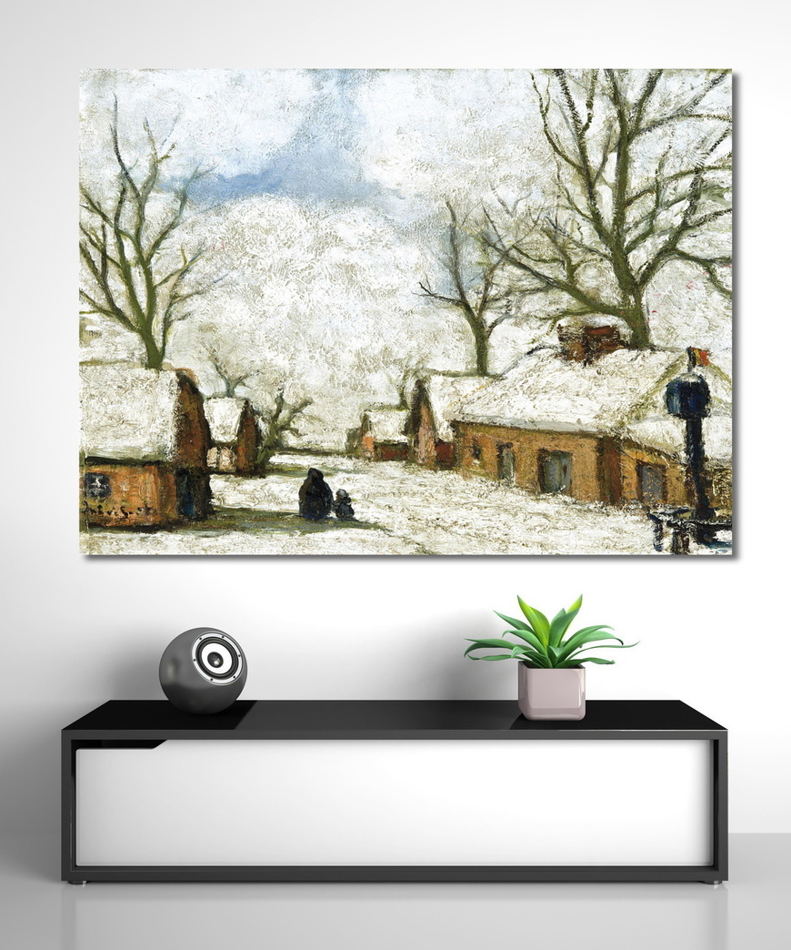 Картина Одиночество - деревня под снегом