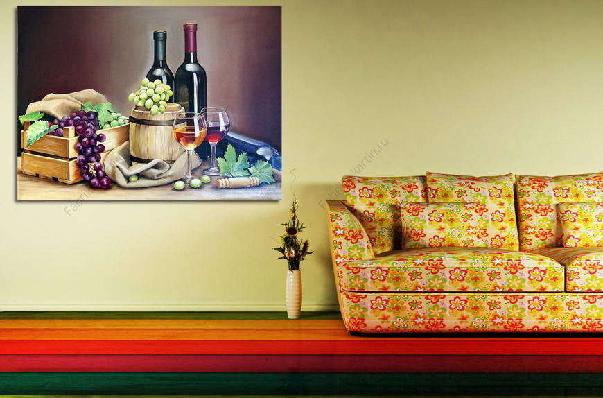 Картина Натюрморт вино и виноград