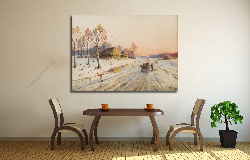 Картина Зимняя сцена с тройкой 