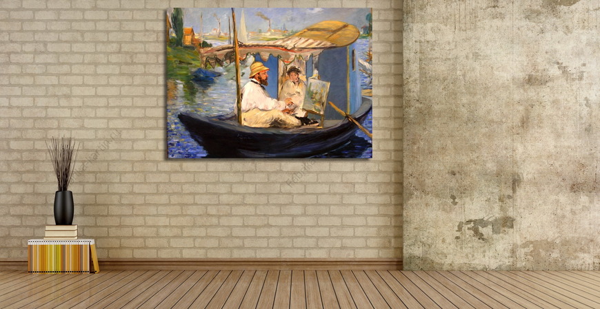 Картина Моне рисует в лодке