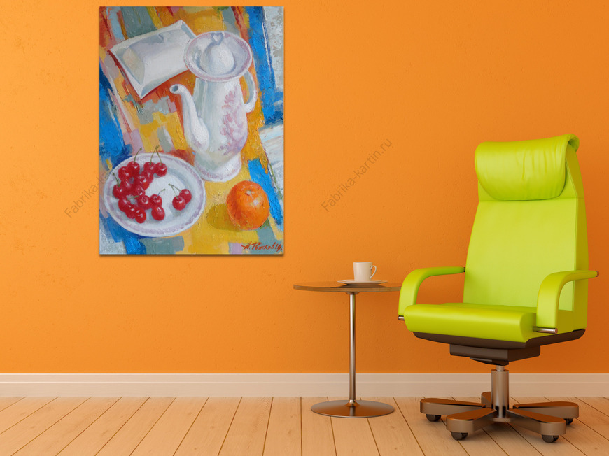 Картина Натюрморт с вишнями и апельсином