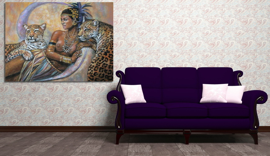 Картина Девушка с леопардами