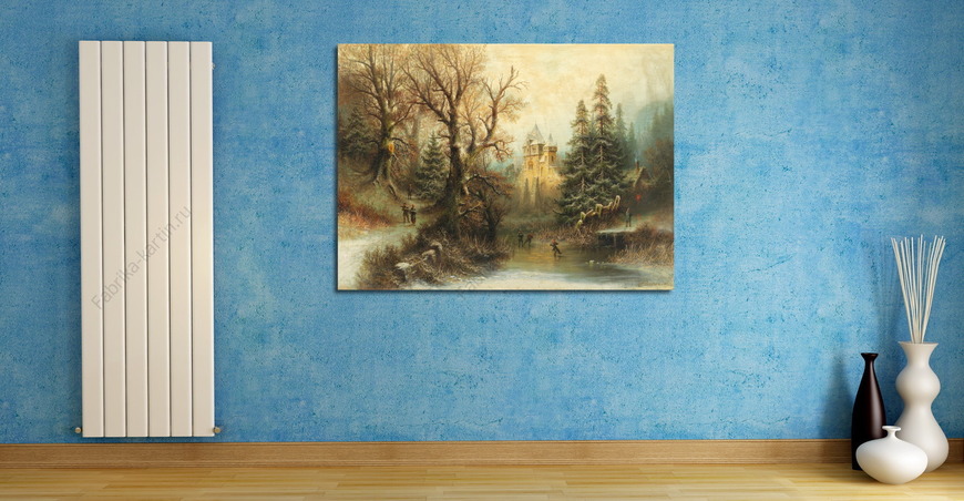 Картина Романтический зимний пейзаж с фигурными коньками у замка