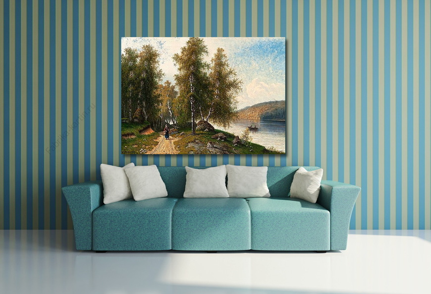 Картина Березы на берегу озера
