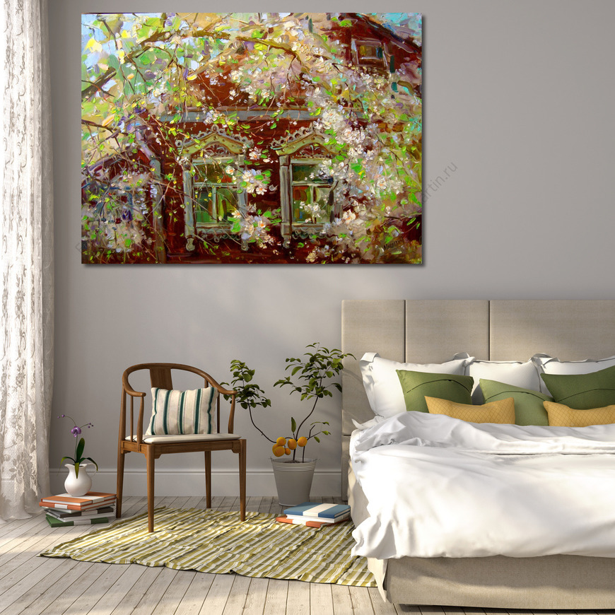 Картина Расцвела под окошкрм белоснежная вишня