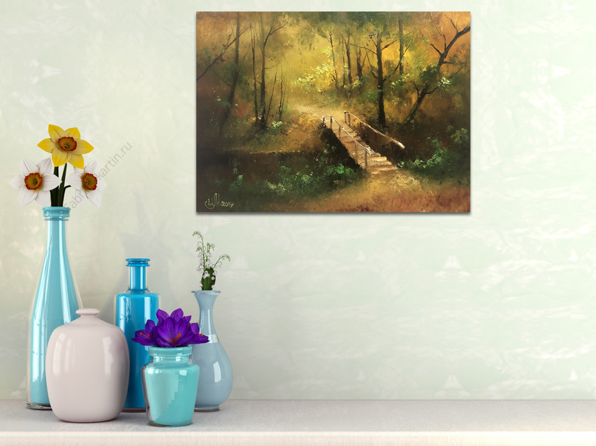 Картина Осенний пейзаж с мостиком