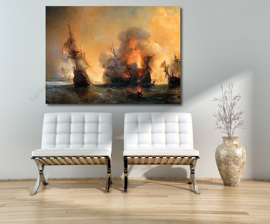 Картина Атака на английский флот графом Турвиллем и Жаном Бартом в Смирн.Гюден Теодор