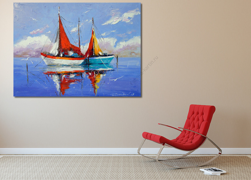 Картина Парусные лодки на причале 