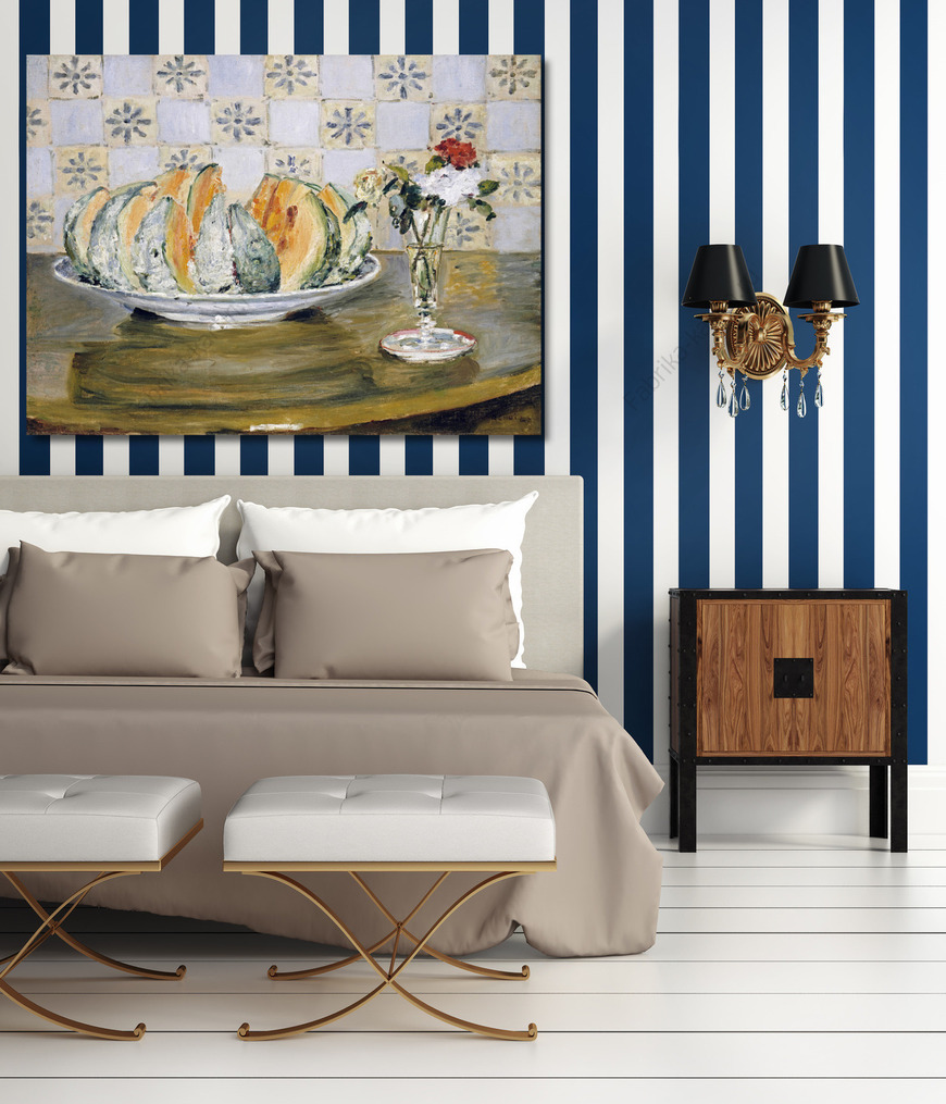 Картина Натюрморт с дыней и вазой с цветами