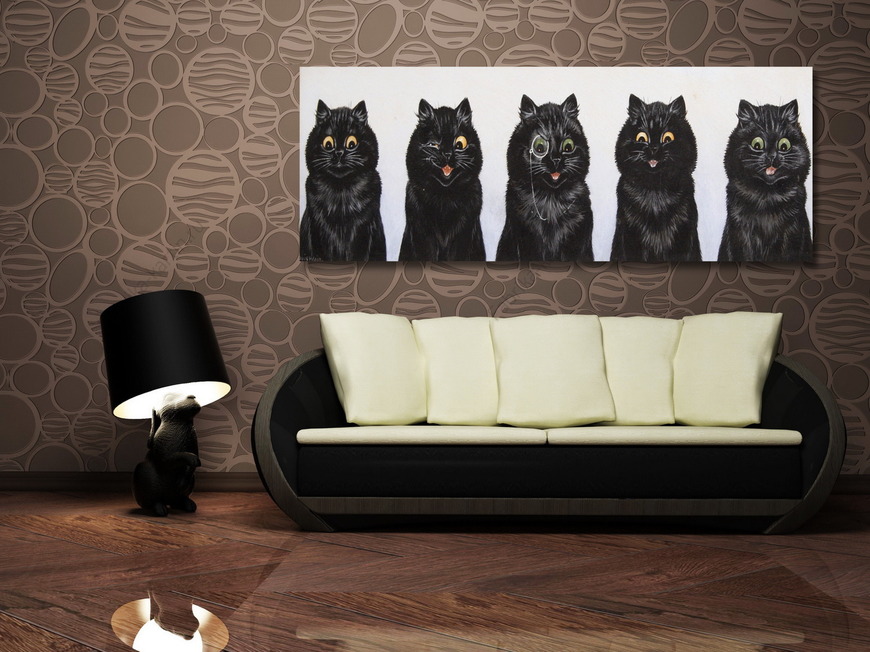 Картина Пять черных кошек