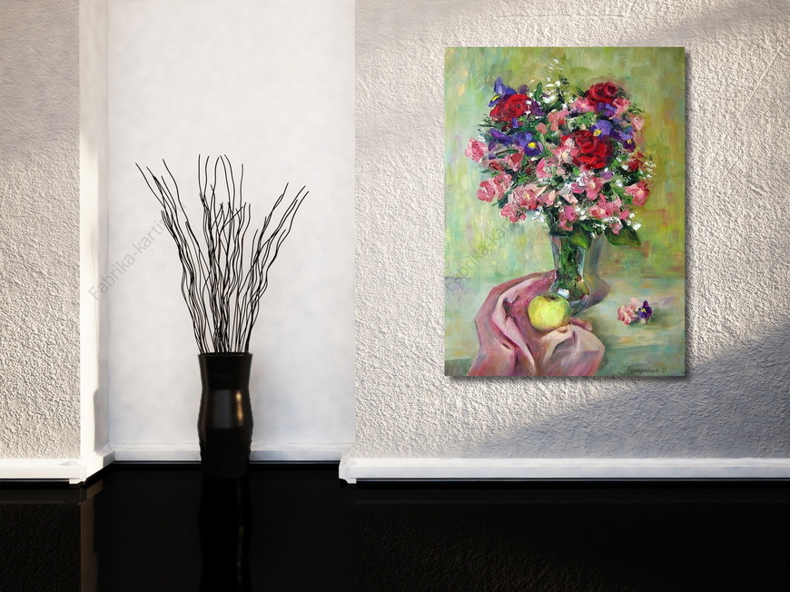 Картина Букет цветов с яблоком