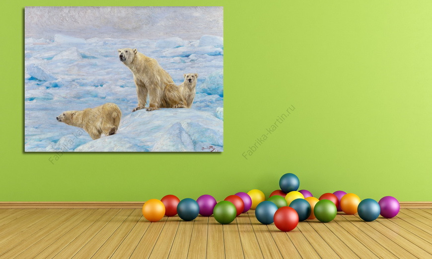 Картина Три полярных медведя