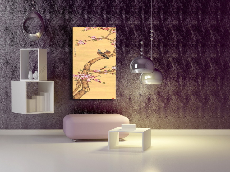 Картина Горлицы и цветы персика
