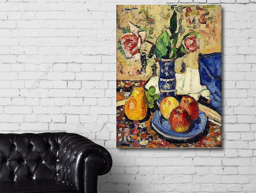 Картина Яблоки,персики и розы