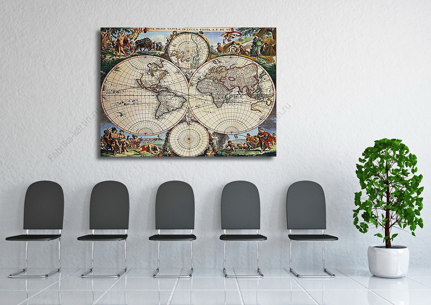 Картина Карта мира.Ретро