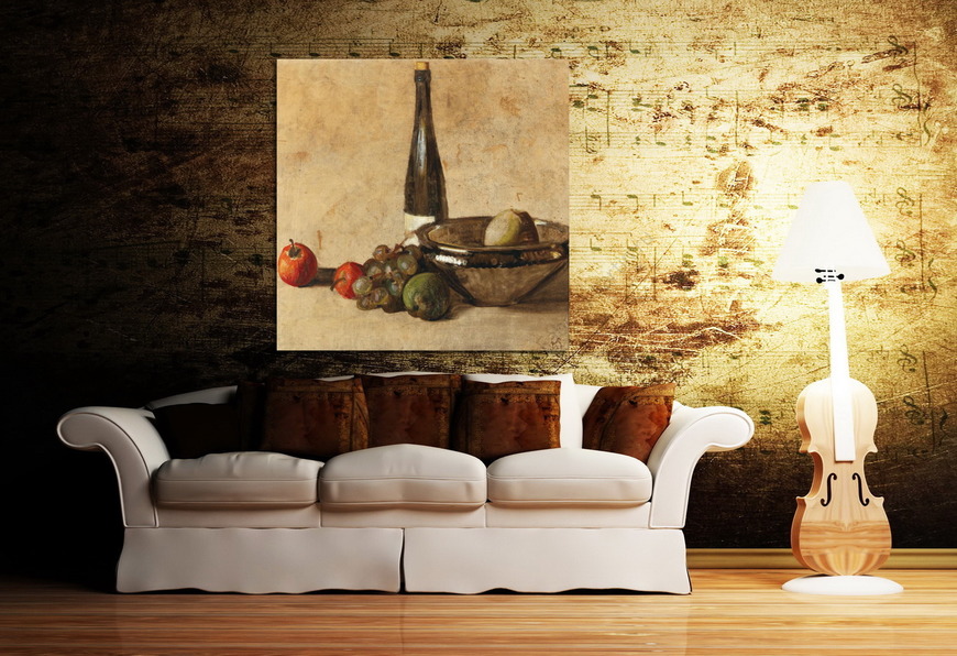 Картина Натюрморт с бутылкой вина и фруктами