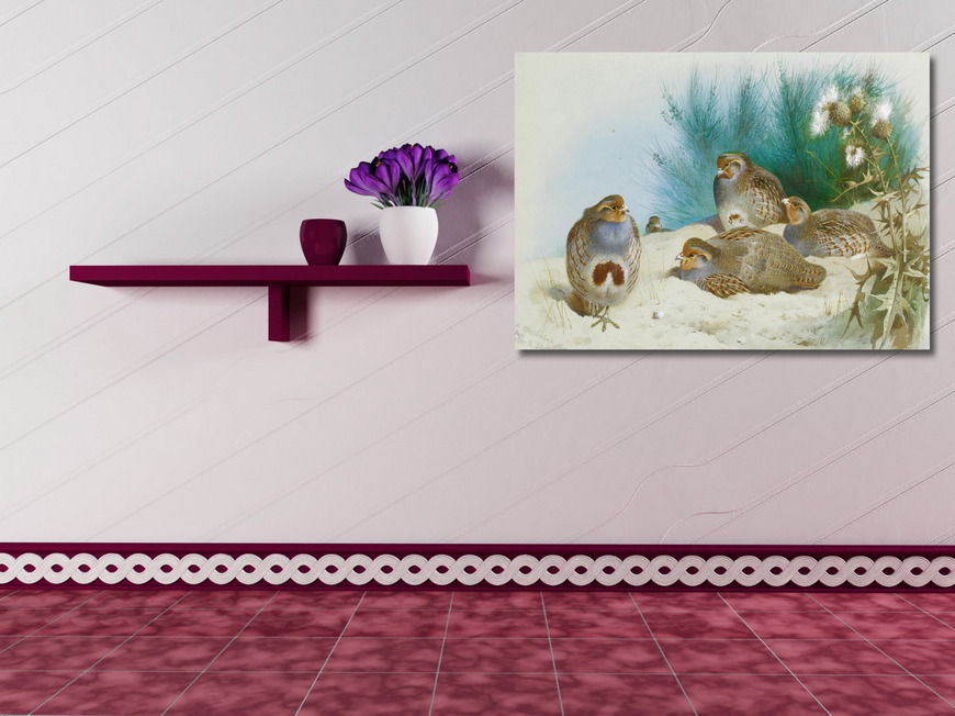 Картина Английская куропатка с можжевельником и чертополохом