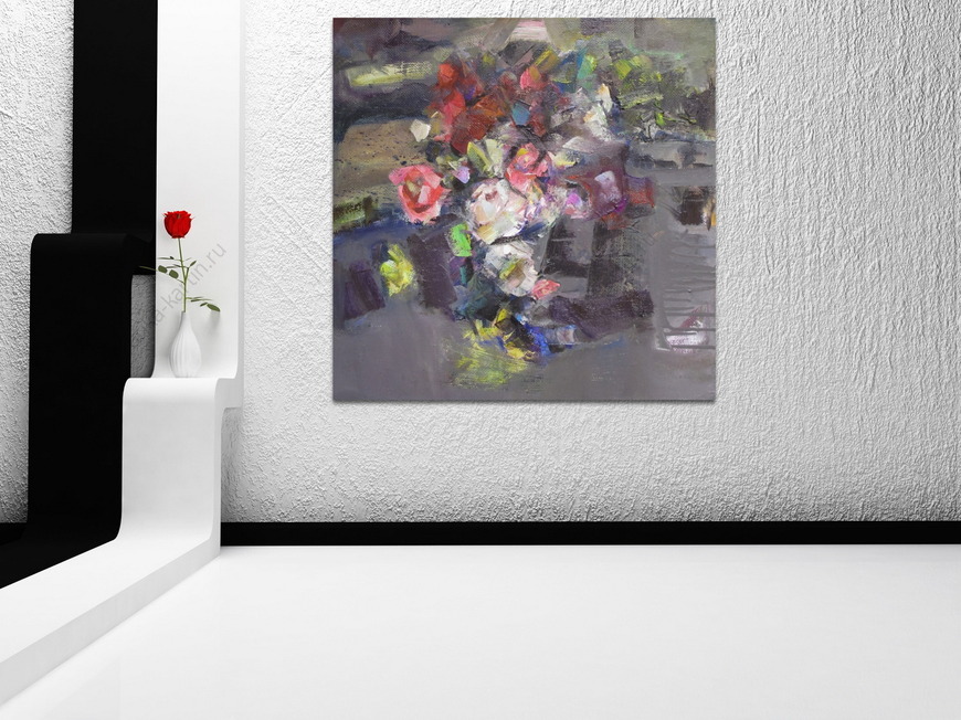 Картина абстрактный букет с розами
